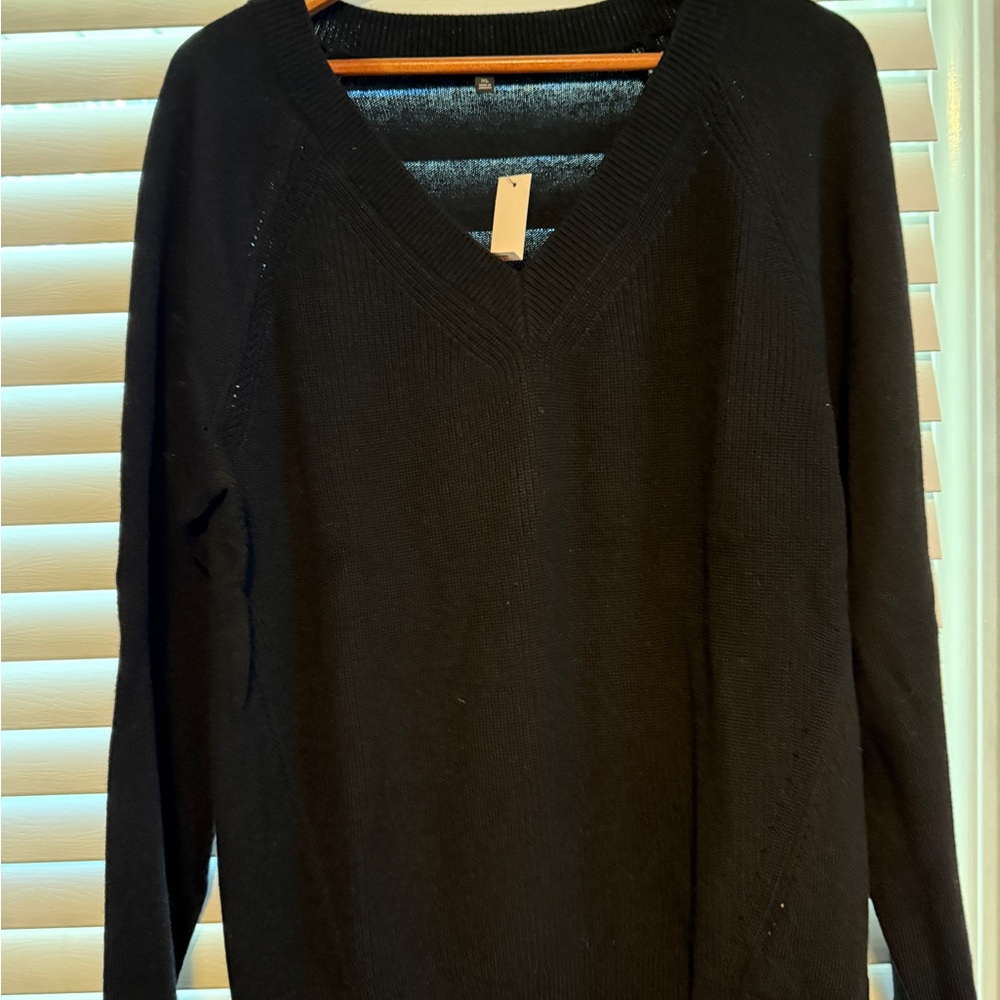 Talbots Black V-Neck Sweater NWT